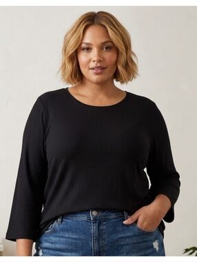 Old Navy Semi Fitted Long sleeve Ribbed tee Black Size XL